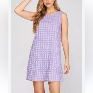 SHE + SKY LAVENDER PURPLE TEXTURED SHIFT MINI DRESS MEDIUM NEW WITH TAGS